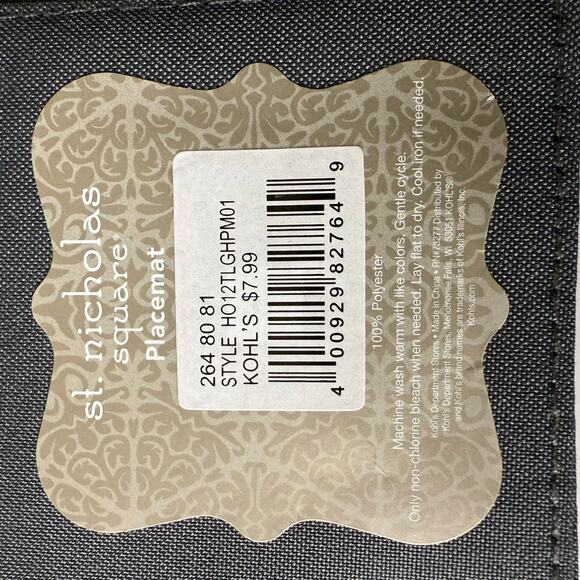 St. Nicholas Square Placemat “Joy to the World” Gray with Bird and Snowflake - Picture 5 of 7